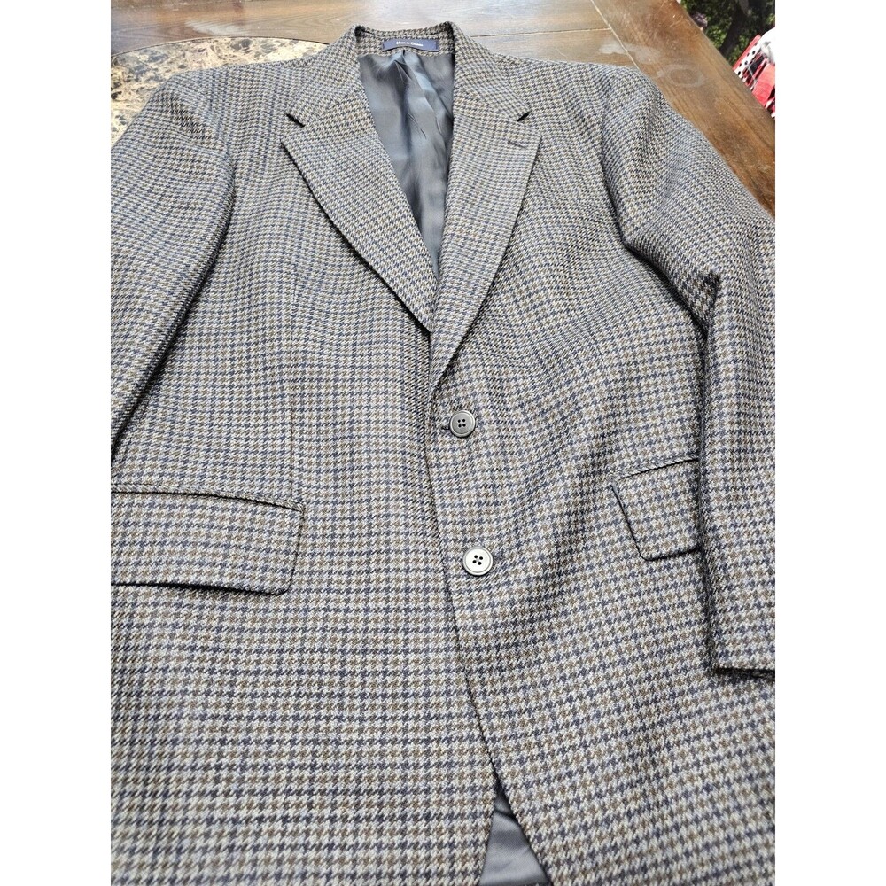 Chaps Ralph Lauren Vintage Wool Gray Blue Herringbone Blazer Men's 44 Regular